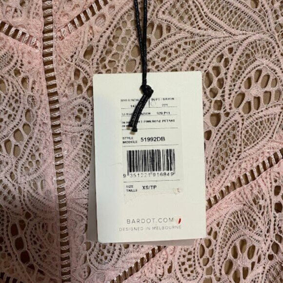 Bardot Pink Lace Long Sleeve Women's Mini Dress XS - Picture 7 of 12